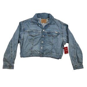 Levis Signature Womens Easy Trucker Denim Jacket L Relaxed Fit 100% Cotton Blue